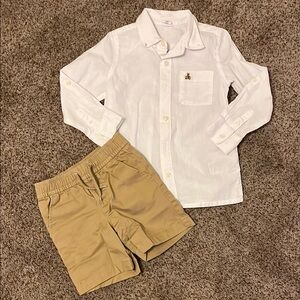 GAP Kids White Shirt and Tan Shorts Set